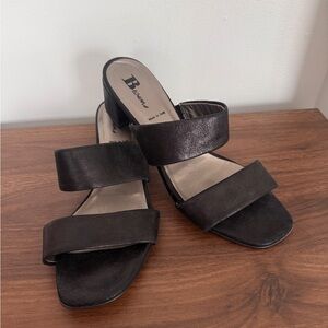 Brown’s Black Leather Sandals with Block Heel - Made in Italy